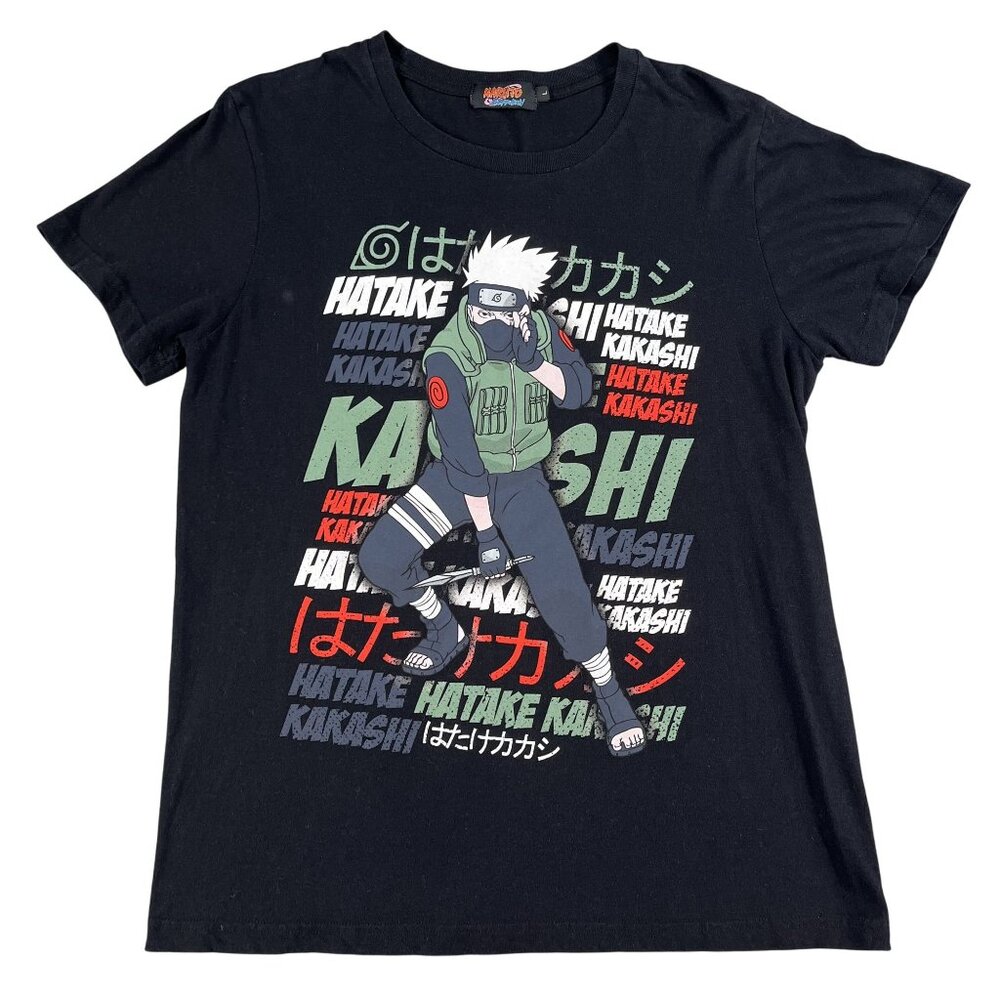 Naruto Shippuden Hatake Kakashi Black T-Shirt Sz Large